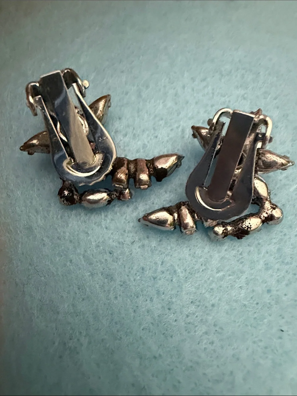 Vintage Rhinestone Climber Clip-On Earrings